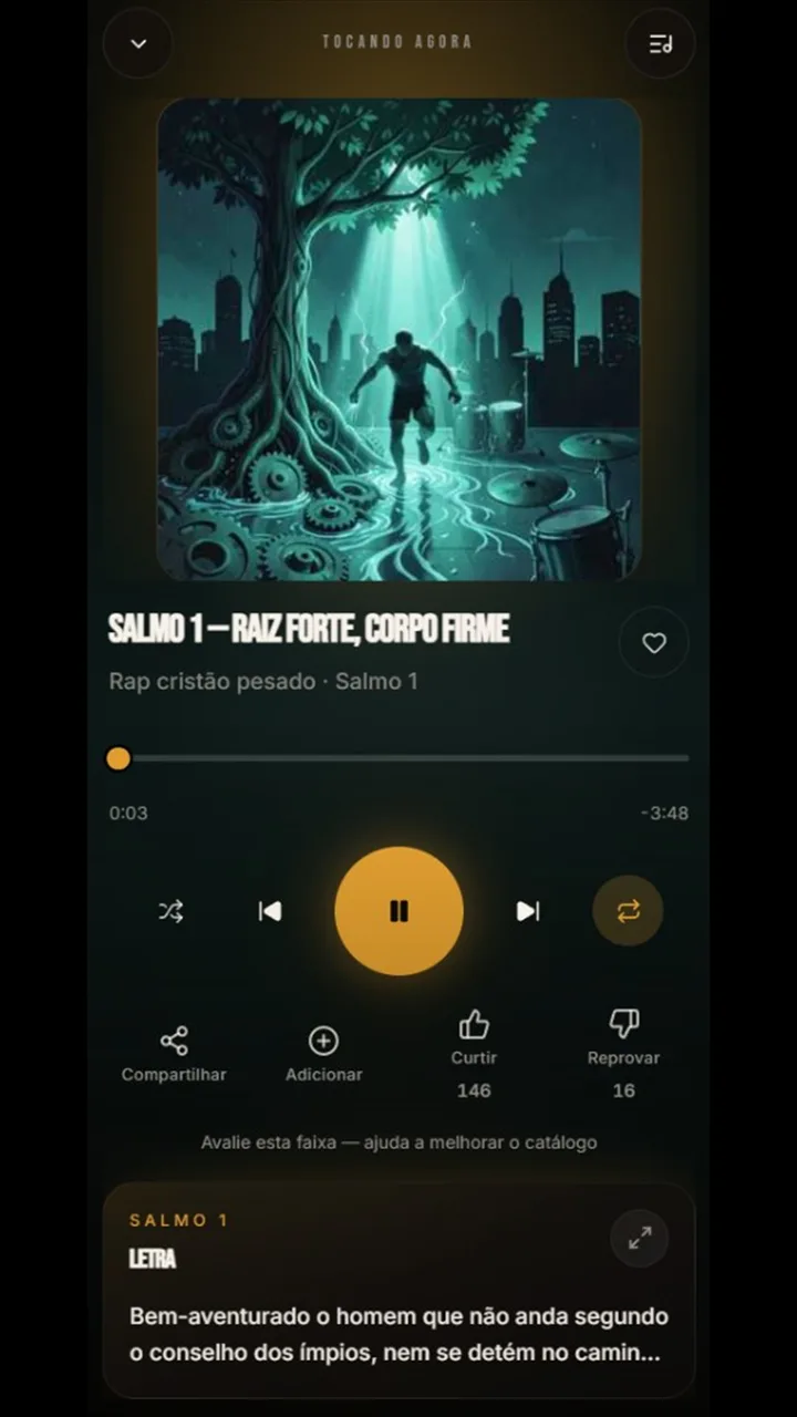 Player do FIT COM FÉ — tocando agora